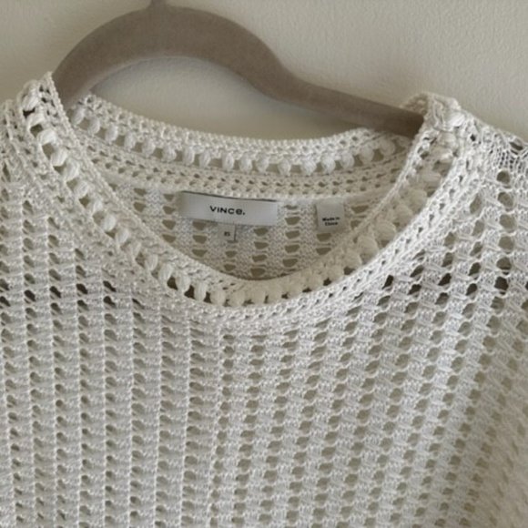 XS VINCE Crochet Long Sleeve Crew - Picture 1 of 2